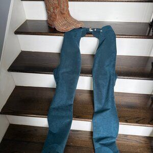 Show Season XS teal western chaps in EUC
